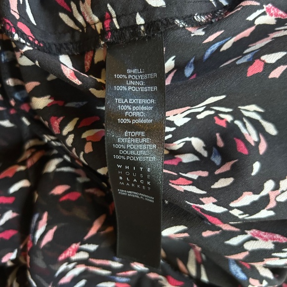 White House Black Market Dress Long Sleeve Abstract Petal Print Size 2 - Picture 3 of 9